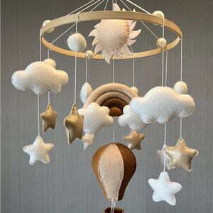 Neutral Baby Mobile with Clouds and Stars